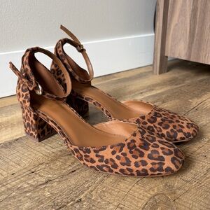 J. Crew Animal Print Ankle-Strap Heels